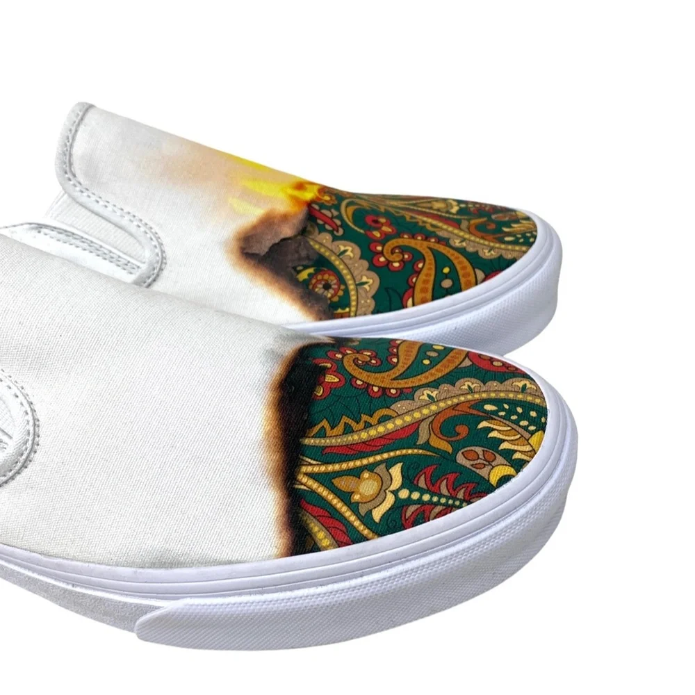 VANS Classic Slip On Shoes Low Top White Women Canvas Sneakers Skate VN000XG8AZQ